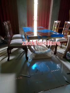 set meja makan resin kombinasi stainless gold