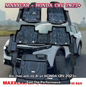 CRV - Thảm lót sàn MAXXCAR cho xe HONDA CRV 2023+ nhựa TPE nguyên sinh đúc 5D tràn viền  + Rối xám logo Honda.