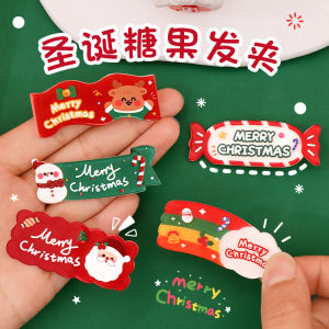 Cute Santa Claus Hair Clips Childrens Candy Acrylic Hair Clips Cartoon Forehead Clip Christmas Small Gifts