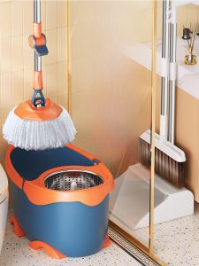Muji Import Japan Double Drive หมุนอัตโนมัติบีบ Mop Bucket เครื่องมือทําความสะอาดในครัวเรือนการทําความสะอาดพื้นที่มีประสิทธิภาพ