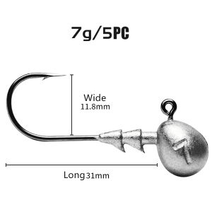 Lead Jig Head Fishing Hooks BarbedLead Head FishhookHigh Carbon Steel Casting Lure HookHigh Sensitivity Jig HeadStrong Round Jig Head