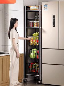 ตู้เย็นแบบหนาแน่นสูงสำหรับชั้นวางของในครัว ตู้อบ เตาอบ มีหลายชั้น ตู้เย็นแบบเคลื่อนที่ได้ ตู้เย็นแบบบาง