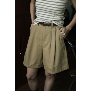 Retro High Waist Loose Casual Five-Quarter Shorts Womens Design Sensation Niche Summer New Yellow Peach Color Versatile Shorts