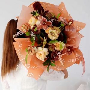 20 LEMBAR Kertas Buket Bunga Cellophane Tulisan LOVE Flower Wrapping Paper Valantine KB6172