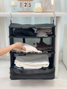 Large Capacity Foldable Travel Bag: Walking Wardrobe Air Travel Hanging Storage Bag for Clothes Compression Organizer