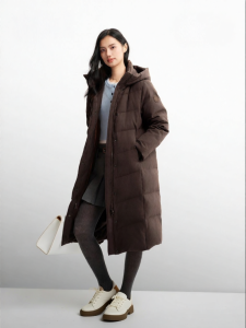 BOSIDENG | Slim Fit Long Hooded Down Coat