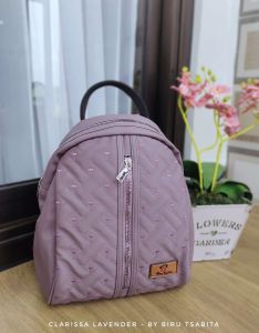 Tas ransel biru tsabita Clarissa bahan chocoly kombinasi bordir