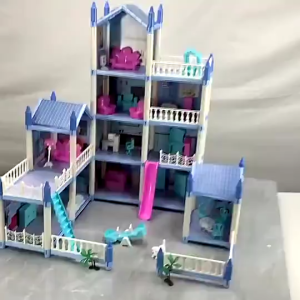 [14 Room+Light] DIY Doll House Princess Villa Dream Castle Assembly Model Toys Pretend Play Set Large Size For Kids Birthday Gifts
