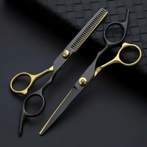 Set of 2 Hair Cutting Scissors Featuring Professional Thinning Scissors for Barbers And Unique Flat-Tooth Magic Scissors