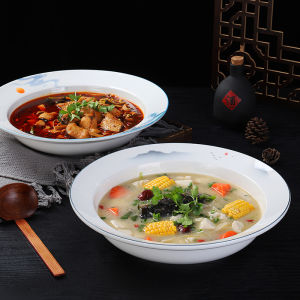 Large Ceramic Bowl Soup Bowl Fish Head Soup Bowl Crawfish Frog Bowl Suan Cai Yu Bowl Home Use Restaurant Style Bowl