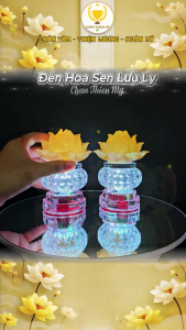 Đèn Pha Lê Hoa Sen Lưu Ly Có Sẵn LED CHÂN THIỆN MỸ Đồ Thờ Cúng Trang Trí Bàn Thờ Gia Tiên HSLL-17