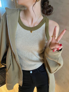 Womens Knitted Vest Inner Wear Summer Autumn New Design Sensation Fatigue Concealment Base Small Strap Top Outdoor Wear