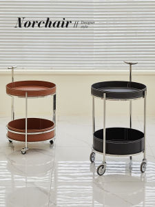 NORCHAIR โต๊ะกาแฟทรงกลมแบบเคลื่อนที่ได้สไตล์ย้อนยุค สไตล์ยุโรป สไตล์นอร์ดิก ชั้นวางของขนาดเล็ก สำหรับตกแต่งบ้าน
