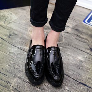 Casual Leather Shoes for Men Nightclub Thick Bottom Shiny Surface Spring Autumn Pointed Toe Heightening Korean Style Fashionable Mens Shoes