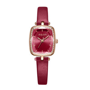 Julius | Shining Zircon Cut-Glass Waterproof Quartz Watch Leather Strap