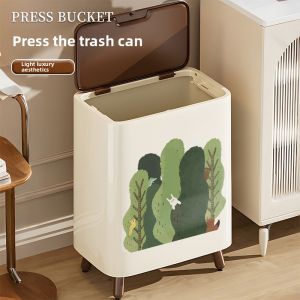 YINSHANG | Elegant Flat Long Trash Can with Lid