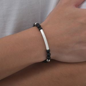 Kemstone เนื้อแมทลูกปัดสเตนเลสโค้งงอเทียมปรับได้ของขวัญเครื่องประดับสำหรับผู้ชาย