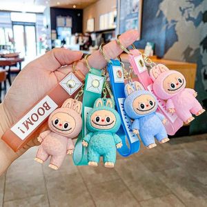 Hot Creative Cartoon Labubu Keychain Bag Pendant PVC Soft Plastic Ins Cute Doll Backpack Keychain Accessories Gifts The Monsters Blind Box Toys