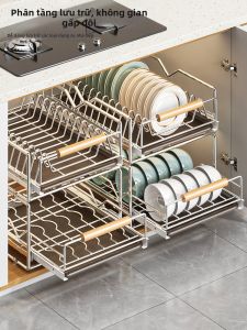 DOUGOU | Pull-out Stainless Steel Dish Storage Rack