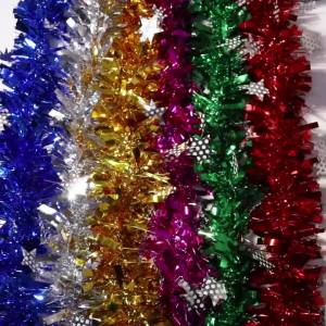 2m/lot 9cm Colorful Stars Foil Tinsel Ribbon Xmas Tree Tinsel Ribbon Glitter Garland For DIY Party Christmas Crafts Decoration