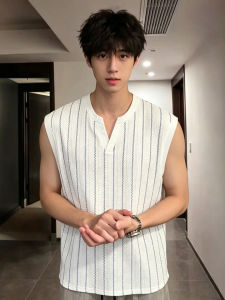 OUMULONG | Áo Ngực Không Tay V-Neck Thoáng Khí Stripe