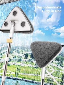 Jia Bang Zhi Ceiling Cleaning Tool 2025 New Home Use Triangle Mop Cabinet Wall Cleaning One Drag Clean Ultrafine Fiber Pad