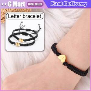26 Letters Bracelet Handmade Black Rope Chain For Women Men Couple Jewelry Friendship Lucky Heart Bracelet Kids Family Gift