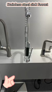 Kitchen faucet stainless steel 360 ° rotating flexible hot and cold faucet with 2-mode water outlet mode extendable and pull-out 60cm black balcony washing machine faucet faucet extender