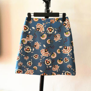 Summer Floral Print High Waist A-Line Mini Skirt Anti-Light Short Skirt Korean Style Commute Polyester Fabric Natural Waist