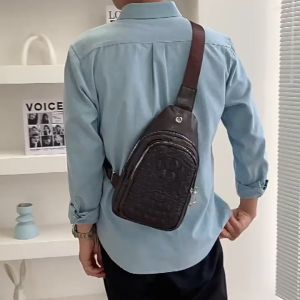 Túi chéo da pu nam vân da cá sấu