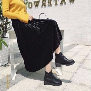 High Waist Mid-Length Silk Velvet Plus Size Skirt for Women Spring Summer Style with Wide Hemline Female Fashion