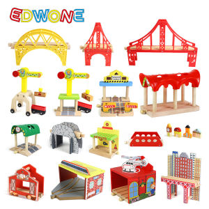 Edwone Wooden Track Train Scene Magnetic Small Train Wooden Track Neutral Component Childrens Toy Gift