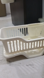 Space Saving Kitchen Dish Drainer Rack with Removable Utensil Cup Drain Tray Plate Drying Organizer 45cm
