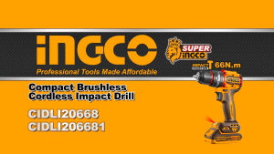 Máy khoan búa pin 20V 3 chức năng có búa motor không chổi than lực siết 66Nm INGCO CIDLI206681 | CIDLI20668 (khoan tường siết vít khoan gỗ)