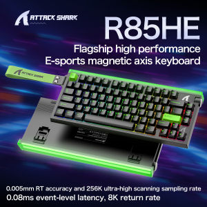 ATTACK SHARK | R85 ATTACK SHARK R85HE Magnetic Keyboard Wired 0.005mm RT 8K+ Hz 256K RGB Gaming Keyboard Neon Lightbox for Esports Gaming