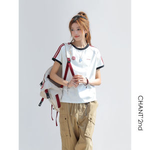 CHANT2nd | Cooling Sola Splicing Striped Short Sleeve Shirt