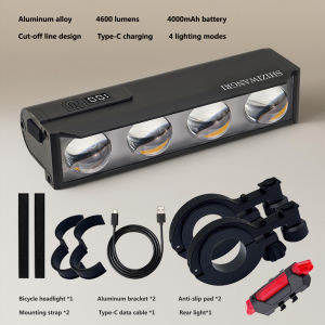 2-Color Light Bike Light Deadline Headlights 3LED/4LED with LCD Display Bicycle Light 4000 Lumens Headlamp Cycling Flashlight