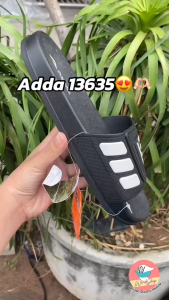 รองเท้าแตะ Adda 13635 - รองเท้าแอ้ดด้า พื้นยาง สีดำลายชัด รองเท้าแตะผู้ชาย