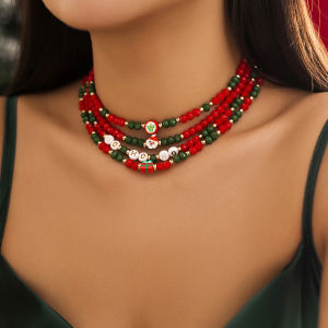 Ingemark | Ingemark 4Pcs/Set Christmas Santa Claus Crystal Chokers Necklace for Women Trendy Adjustable Beads Neck Chain 2026 New Jewelry