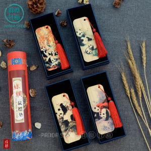 Panda Shaped Wooden Tassel Bookmarks in Box Stationery for Students Meetings Business Gifts Cultural Supplies Business Goods