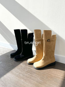 Brushgirl Design Double-Sided Wear Western Boots Dongdaemun Retro Square Head Matte Mid-Calf Boots Korean Style Fashion Boots