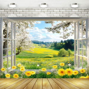 Flower Window Backdrop Wall Floral Bridal Wedding Photo Decorations Nature Landscape Background Baby Shower Banner Gift Supplies