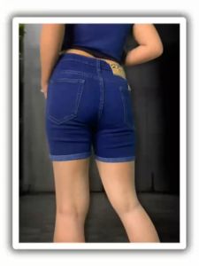 502-Plus size/ Big size Tattered Highwaist Shorts August Denim Strechable Curvy / booty fit .BLUE