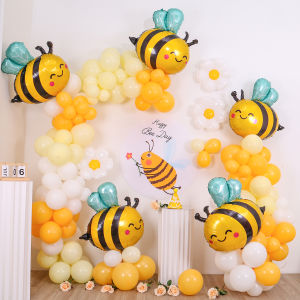 Bee Balloon Arch Set Milk Yellow Big Bee Daisy Balloon Sunflower Gender Revealing Birthday Party Decoration