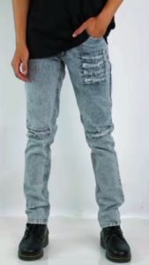 celana jeans pria panjang sobek Black Viper