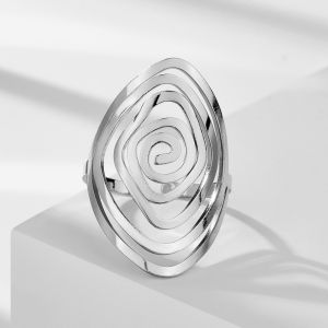 Irregular Geometry Spiral Vortex Ring Stainless Steel Adjustable Ring Twist Exaggerated Punk Jewelry Birthday Gift