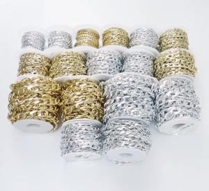 5 Yards/Roll Metal Aluminum O-Shaped Chains Gold Silver Color Twist Chain for DIY Jewelry Making Clothing Bag Accessory Supplies