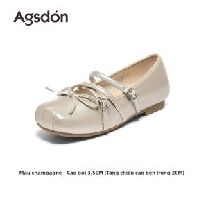 Agsdon | Giày Mary Jane Ballet Nữ Có Nơ Tăng Chiều Cao