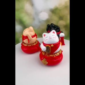 Chinese Lucky Cat Nodding Lucky Gift Wealth Waving Shaking Hand Fortune Welcome Cat Home Craft