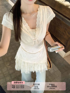 Apricot Color Lace Embroidery Summer Sweet Style 2-Way Wear Dress